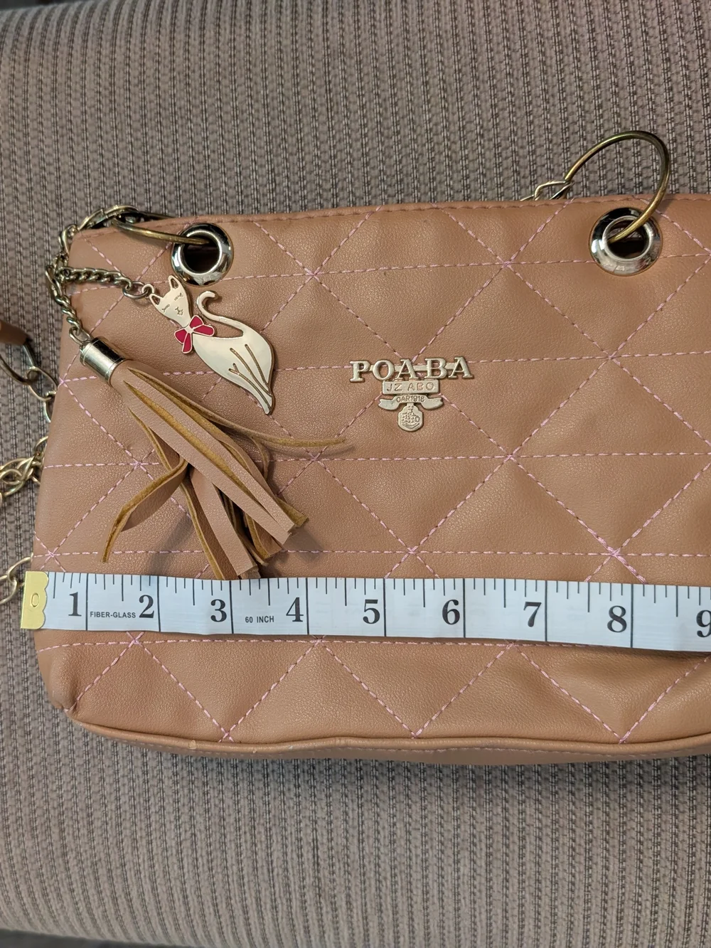 Quilted Tan Chain-Handle Shoulder Bag